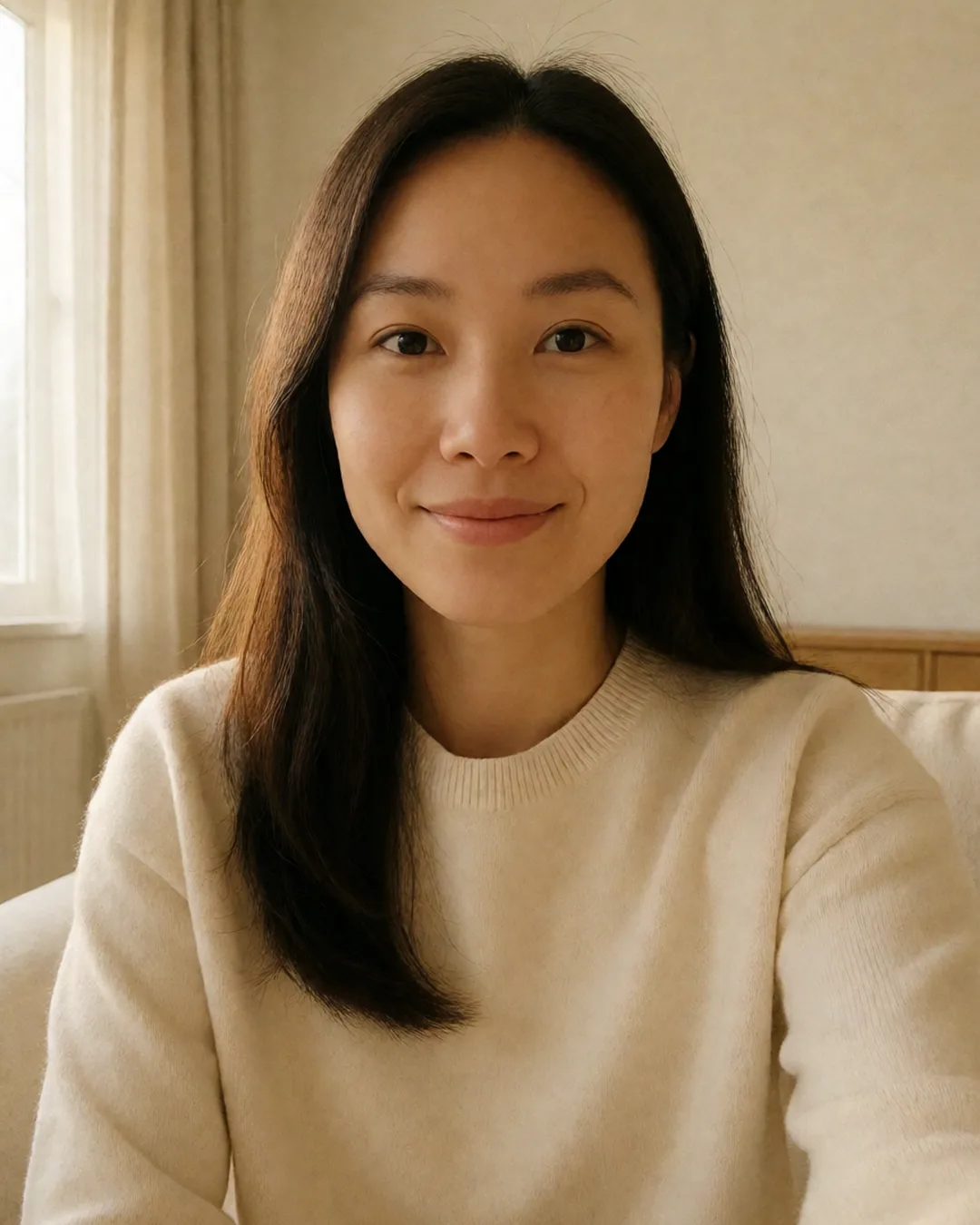 Original selfie — Person A, AI-generated sample
